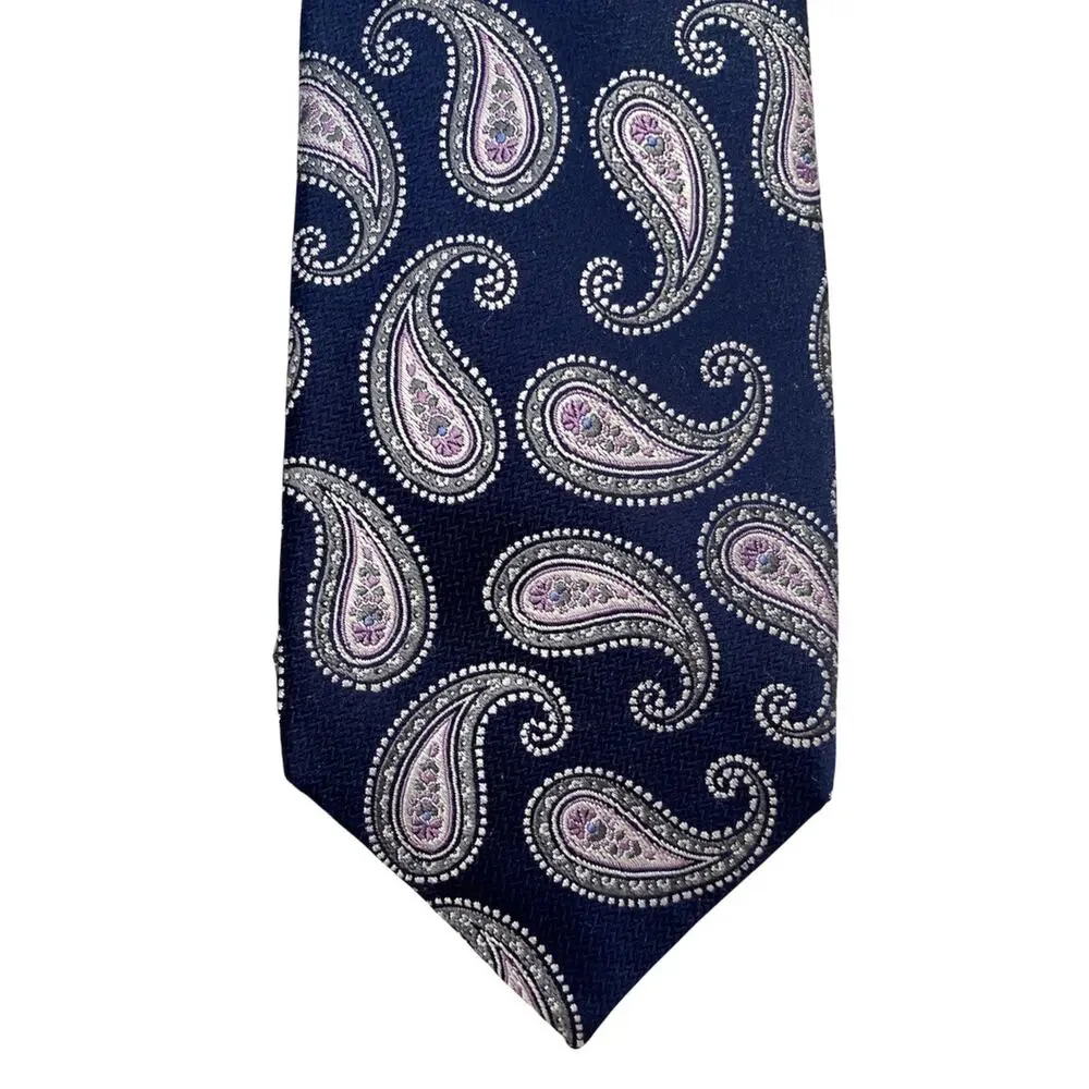 Daniel Cremieux Nwt Blue Paisley Silk Seven 7 Fold Handmade in Italy Neck Tie